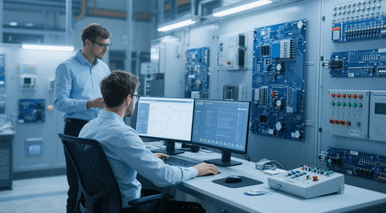 Control Systems electrical panel with PLC and sensors